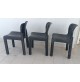 ♥ 3 SEDIE 4875 KARTELL DESIGN CARLO BARTOLI PLASTICA NERA VINTAGE SPACE AGE