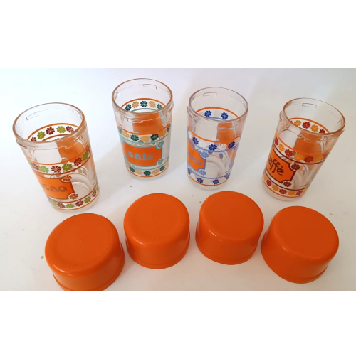 ♥ 4 CONTENITORI IN VETRO VINTAGE SPACE AGE DESIGN SALE ZUCCHERO