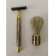 ♥ ATHENA'S SET DA VIAGGIO RASOIO E PENNELLO DA BARBA TRATTATO ORO VINTAGE BOX