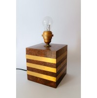 ♥ BASE PER LAMPADA DA TAVOLO IN LEGNO RADICA OTTONE VINTAGE DESIGN TURA RIZZO