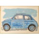 ♥ BENY GIANSIRACUSA AZZURRO 2014 SERIGRAFIA FIAT 500 POP ART 50x70cm