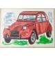 ♥ BENY GIANSIRACUSA CITROEN 2CV DS SERIGRAFIA 2 cavalli POP ART 50x70cm