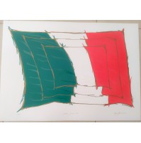 ♥ BENY GIANSIRACUSA JASPER JOHNS 2008 BANDIERA ITALIA SERIGRAFIA POP ART 70X50cm