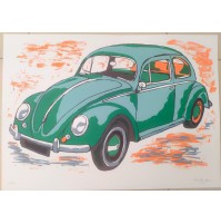 ♥ BENY GIANSIRACUSA MAGGIOLINO DS SERIGRAFIA BEETLE VOLKSWAGEN POP ART 50x70cm