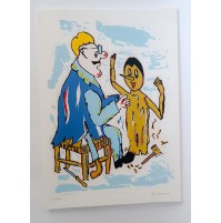 ♥ BENY GIANSIRACUSA PINOCCHIO E GEPPETTO SERIGRAFIA quadro grafica