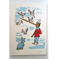 ♥ BENY GIANSIRACUSA PINOCCHIO PRESO PER IL NASO SERIGRAFIA quadro grafica