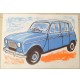 ♥ BENY GIANSIRACUSA SPARTANA 2015 RENAULT 4 R4 SERIGRAFIA POP ART 50x70cm