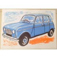 ♥ BENY GIANSIRACUSA SPARTANA 2015 RENAULT 4 R4 SERIGRAFIA POP ART 50x70cm