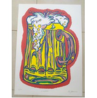 ♥ BENY GIANSIRACUSA W GAMBRINUS BOCCALE BIRRA SERIGRAFIA POP ART 70X50cm