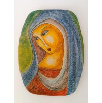 ♥ BRUNO BROLLI PIASTRA IN CERAMICA MADONNA DIPINTA VINTAGE RIMINI MIDCENTURY