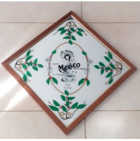 ♥ CAFFE' MEXICO BOLOGNA SPECCHIO PUBBLICITARIO VINTAGE CORNICE LEGNO BAR ANNI 70