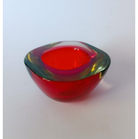 ♥ CIOTOLA IN VETRO SOMMERSO DI MURANO VINTAGE DESIGN FLAVIO POLI SEGUSO ROSSO