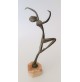 ♥ COPPIA DI BALLERINE STATUINE IN PELTRO E MARMO DESIGN BRUTALISTA VINTAGE FIGUR