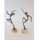 ♥ COPPIA DI BALLERINE STATUINE IN PELTRO E MARMO DESIGN BRUTALISTA VINTAGE FIGUR