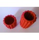 ♥ COPPIA DI VASI DA FIORI IN CERAMICA ROSSA EFFETTO BUBBLE SPACE AGE HOME DECOR