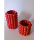 ♥ COPPIA DI VASI DA FIORI IN CERAMICA ROSSA EFFETTO BUBBLE SPACE AGE HOME DECOR