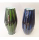 ♥ COPPIA DI VASI IN CERAMICA LUCIDA MADE IN ITALY VERDE BLU NERO MID CENTURY