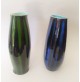 ♥ COPPIA DI VASI IN CERAMICA LUCIDA MADE IN ITALY VERDE BLU NERO MID CENTURY