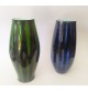 ♥ COPPIA DI VASI IN CERAMICA LUCIDA MADE IN ITALY VERDE BLU NERO MID CENTURY