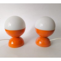 ♥ COPPIA LAMPADE SPACE AGE DESIGN LITTLE BALL LIGHT VINTAGE ANNI 70 ARANCIONE 