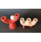 ♥ COPPIA PORTACANDELE VASI STILE POP ART SPACE AGE ARANCIONE CANDELIERI CERAMICA