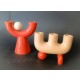 ♥ COPPIA PORTACANDELE VASI STILE POP ART SPACE AGE ARANCIONE CANDELIERI CERAMICA