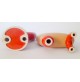 ♥ COPPIA PORTACANDELE VASI STILE POP ART SPACE AGE ARANCIONE CANDELIERI CERAMICA