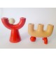 ♥ COPPIA PORTACANDELE VASI STILE POP ART SPACE AGE ARANCIONE CANDELIERI CERAMICA