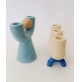 ♥ COPPIA PORTACANDELE VASI STILE POP ART SPACE AGE AZZURRO CANDELIERI CERAMICA