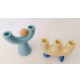 ♥ COPPIA PORTACANDELE VASI STILE POP ART SPACE AGE AZZURRO CANDELIERI CERAMICA