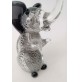 ♥ ELEFANTE IN VETRO DI MURANO FOGLIA ARGENTO ELEFANTINO SCULTURA FIGURA VINTAGE