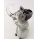 ♥ ELEFANTE IN VETRO DI MURANO FOGLIA ARGENTO ELEFANTINO SCULTURA FIGURA VINTAGE