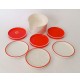 ♥ EMSA SET 6 SOTTOBICCHIERI CON CONTENITORE PLASTICA ROSSO BIANCO VINTAGE SPACE