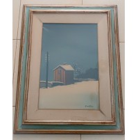 ♥ ENOTRIO PUGLIESE Paesaggio con neve QUADRO OPERA UNICA OLIO SU TELA 60X40 cm