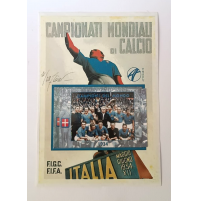 ♥ FOGLIO + CARTOLINA ITALIA NAZIONALE DI CALCIO CAMPIONE DEL MONDO 1934 L05b