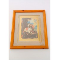 ♥ GIORGIO DE CHIRICO SERIGRAFIA SU LASTRA DI OTTONE CAVALLO CON CORNICE VINTAGE