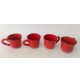 ♥ GRAZIOSO SERVIZIO DA CAFFè IN CERAMICA ROSSA VINTAGE SPACE AGE DESIGN vassoio