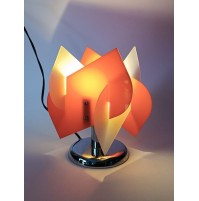 ♥ LAMPADA ABAT-JOUR PLEXI ARANCIONE BIANCO CHROME VINTAGE SPACE AGE DESIGN 70