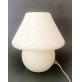 ♥ LAMPADA DA TAVOLO FUNGO IN VETRO DI MURANO A SPIRALE BIANCO VINTAGE 26cm