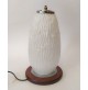 ♥ LAMPADA DA TAVOLO IN VETRO BIANCO BASE LEGNO VINTAGE DESIGN ANNI 70 SPACE AGE