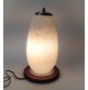 ♥ LAMPADA DA TAVOLO IN VETRO BIANCO BASE LEGNO VINTAGE DESIGN ANNI 70 SPACE AGE