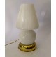 ♥ LAMPADA DA TAVOLO MUSHROOM VETRO DI MURANO BIANCO VINTAGE DESIGN BASE OTTONE