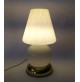 ♥ LAMPADA DA TAVOLO MUSHROOM VETRO DI MURANO BIANCO VINTAGE DESIGN BASE OTTONE