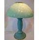 ♥ LAMPADA DA TAVOLO MUSHROOM VINTAGE VETRO AZZURRO DI MURANO SCAVO 2 LUCI DESIGN