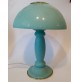 ♥ LAMPADA DA TAVOLO MUSHROOM VINTAGE VETRO AZZURRO DI MURANO SCAVO 2 LUCI DESIGN