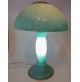 ♥ LAMPADA DA TAVOLO MUSHROOM VINTAGE VETRO AZZURRO DI MURANO SCAVO 2 LUCI DESIGN