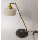 ♥ LAMPADA DA TAVOLO SCRIVANIA MINIISTERIALE OTTONE VETRO VINTAGE MIDCENTURY MODE