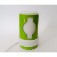 ♥ LAMPADA DA TAVOLO SPACE AGE DESIGN VETRO BIANCO METALLO VERDE ANNI 70 eclisse