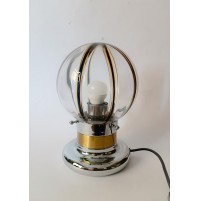 ♥ LAMPADA VINTAGE DESIGN TONY ZUCCHERI MAZZEGA VEART SPACE AGE ANNI 70 CROMO ORO