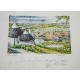 ♥ LITOGRAFIA COLORATA WALTER SCOTTI TRULLI ITRIA PUGLIA VINTAGE ANNI 90 grafica